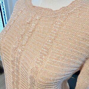 ✨ Very Moda: Blush Knit Sweater Blouse | Chiffon Hem | Size M
